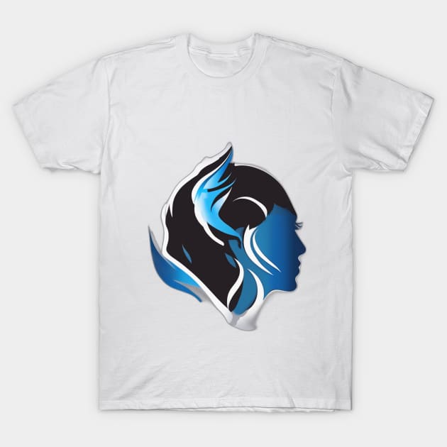 Mystical Blue Flame Silhouette No. 604 T-Shirt by cornelliusy